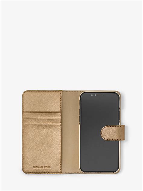 iphone x michael kors wallet case|Saffiano Leather Folio Case for iPhone X/XS .